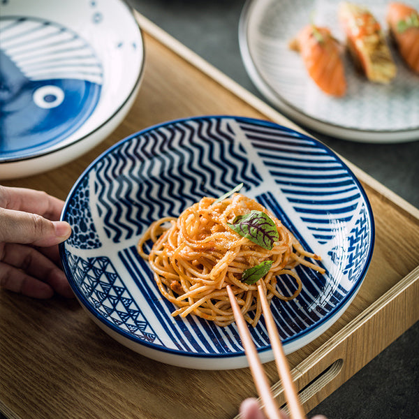 Assiettes Japonaises Bleues