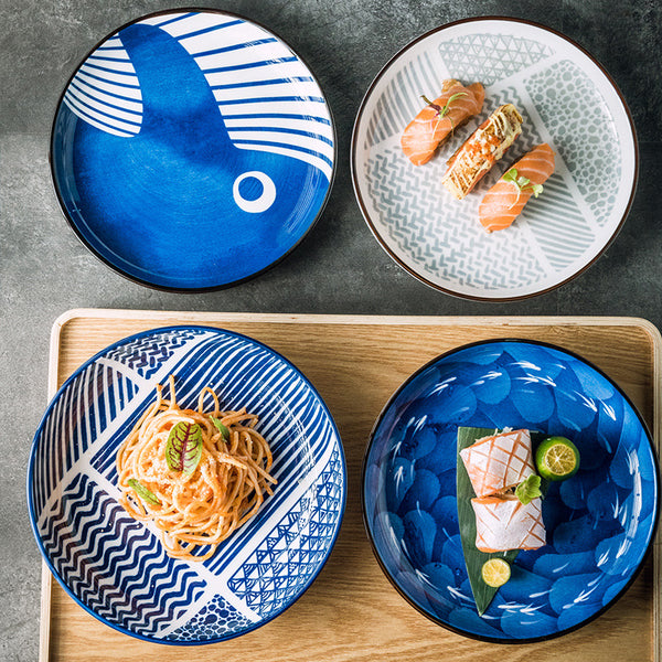 Assiettes Japonaises Bleues
