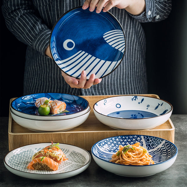 Assiettes Japonaises Bleues