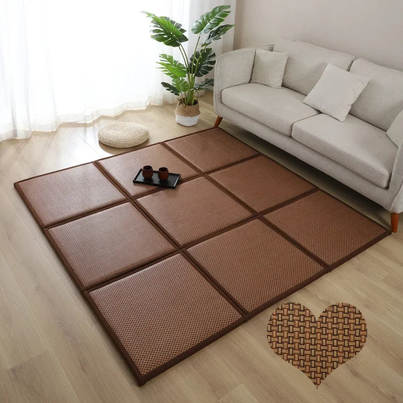 Tapis Tatami En Bambou Naturel 50x150 Cm - Épaisseur 1,5 Cm, Tissé Main Confortable Pour Yoga, Méditation, Balcon Et Salon